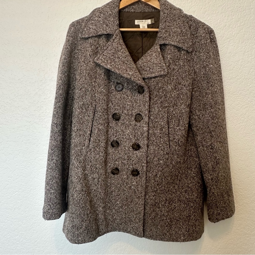 J Crew Tweed Double-Breasted Pea Coat